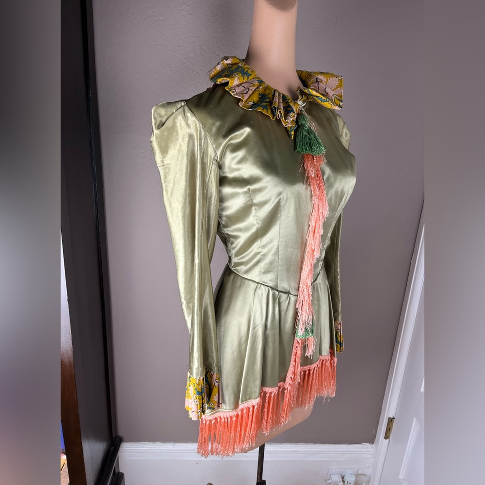 Gilded Age Opera Costume Tasseled Satin Jacket
